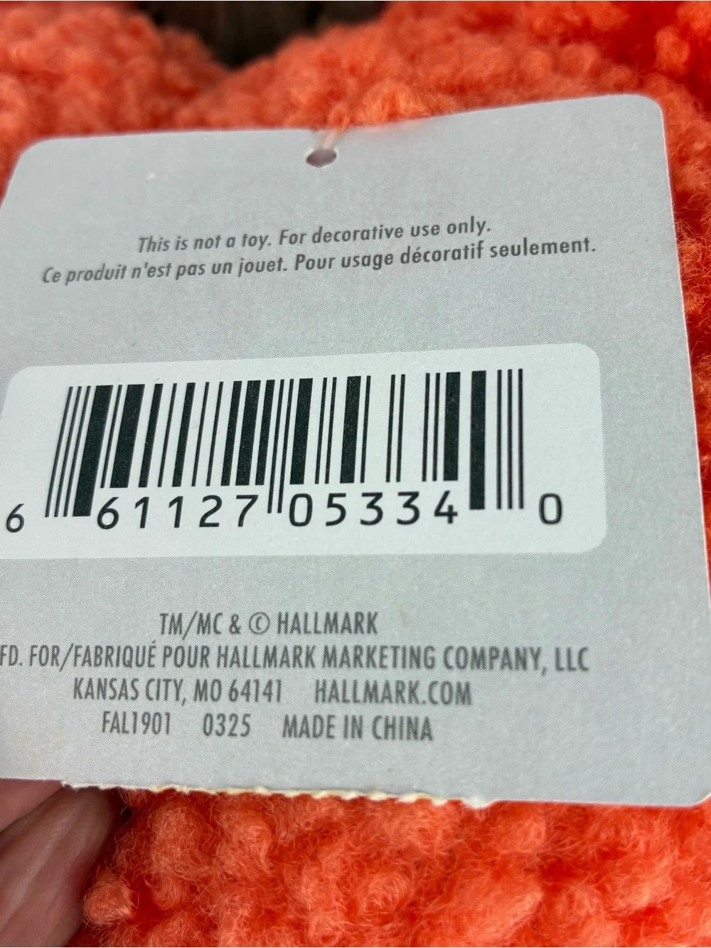 Hallmark NWT Orange Plush Stuffed Pumpkin